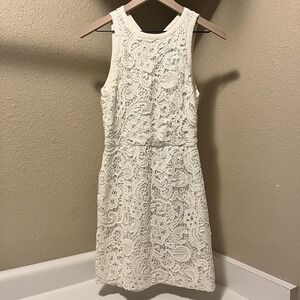 Dolce Vita Floral Paisley Lace Button Open Back Bridal Wedding Party Dress XS